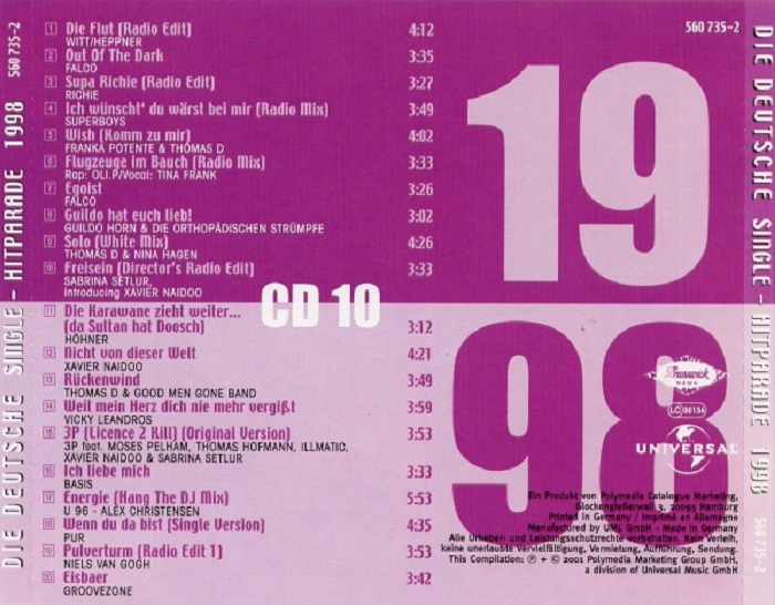 2001 - VA - Die Deutsche Single Hitparade 1998 - Back.jpg