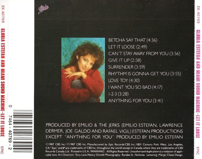 Gloria Estefan  T... - Gloria Estefan  The Miami Sound Machine Let It Loose - Rear of Case.jpg